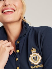 Joules Rylie Blue Short Sleeve Frill Collared Polo Shirt - Image 5 of 6