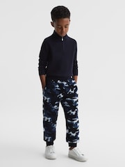 Reiss Blue Camo Deacon Camouflage Fleece Joggers - Image 1 of 7