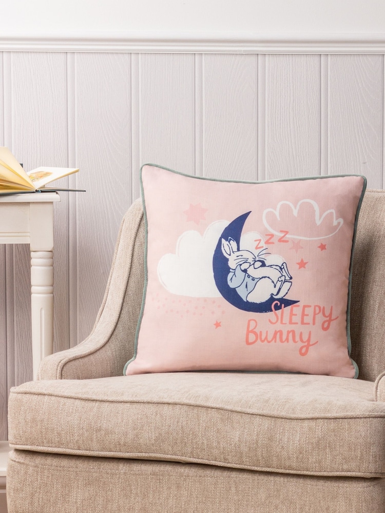 Peter Rabbit™ Pink Sleepy Head Timeless Cushion - Image 1 of 1