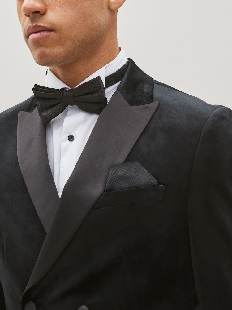 Noir - Blazer slim à double boutonnage en velours - Image 5 of 11