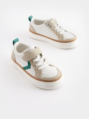 White/Green Standard Fit (F) Touch Fastening Chevron Trainers - Image 1 of 8