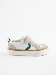 White/Green Standard Fit (F) Touch Fastening Chevron Trainers - Image 2 of 8