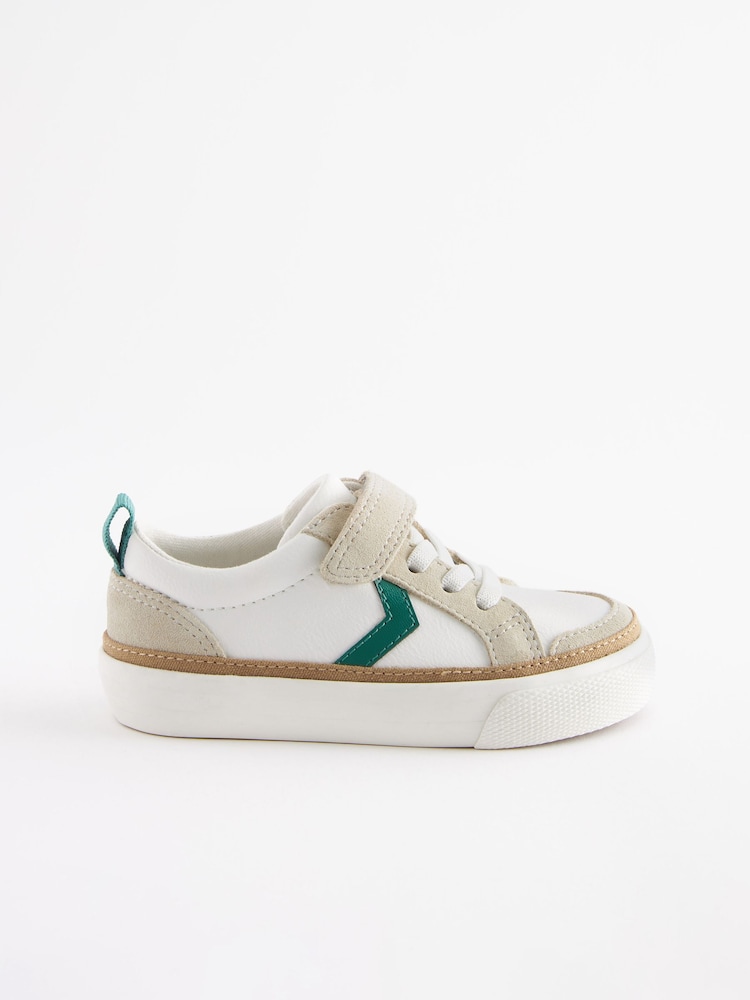 White/Green Standard Fit (F) Touch Fastening Chevron Trainers - Image 2 of 8