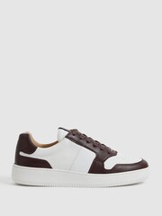 Reiss Bordeaux Aira Low Top Leather Trainers - Image 1 of 7