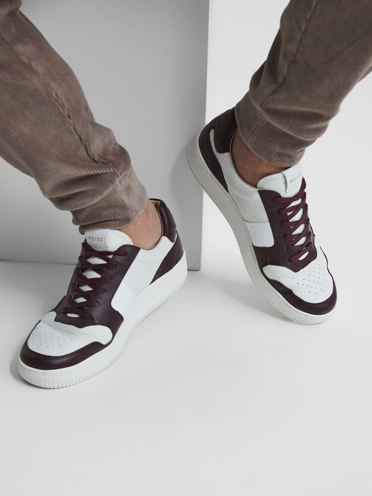 Reiss Bordeaux Aira Low Top Leather Trainers - Image 2 of 7