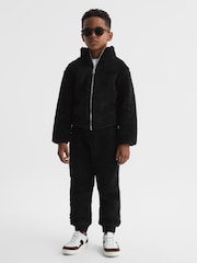 Reiss Black Edmund Senior Zip-Through Fleece Jumper - Image 1 of 6