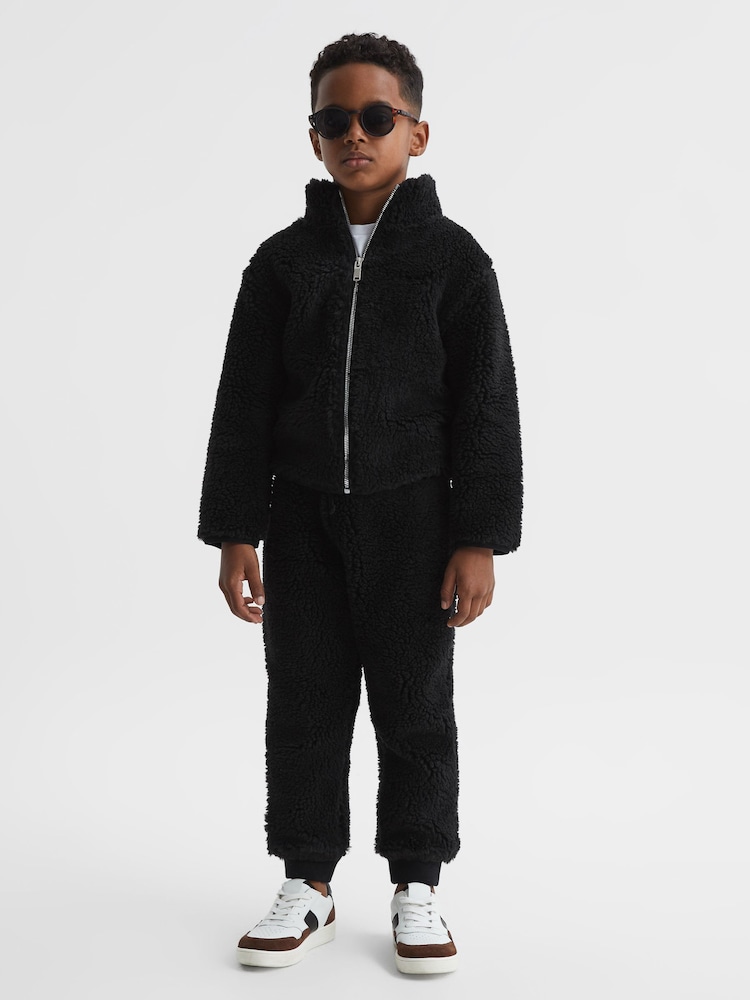 Reiss Black Edmund Senior Zip-Through Fleece Jumper - Image 1 of 6