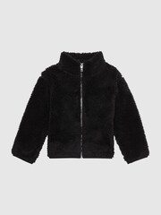 Reiss Black Edmund Senior Zip-Through Fleece Jumper - Image 2 of 6