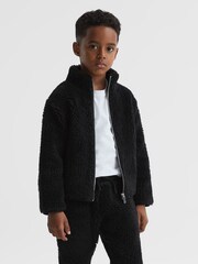 Reiss Black Edmund Senior Zip-Through Fleece Jumper - Image 3 of 6