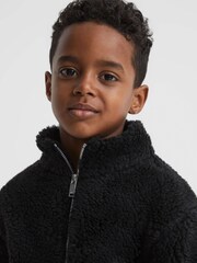 Reiss Black Edmund Senior Zip-Through Fleece Jumper - Image 4 of 6