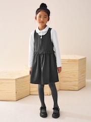 Grey Zip Front Frill Waist School Pinafore (3-14yrs) - Image 1 of 7