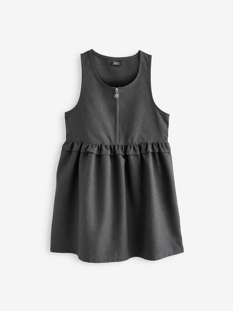 Grey Zip Front Frill Waist School Pinafore Dress (3-14yrs) - Image 5 of 5 Grey Zip Front Frill Waist School Pinafore Dress (3-14yrs) - Image 5 of 5