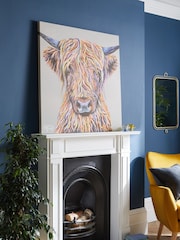 Natural Large Cow Canvas Wall Art - Image 2 of 5