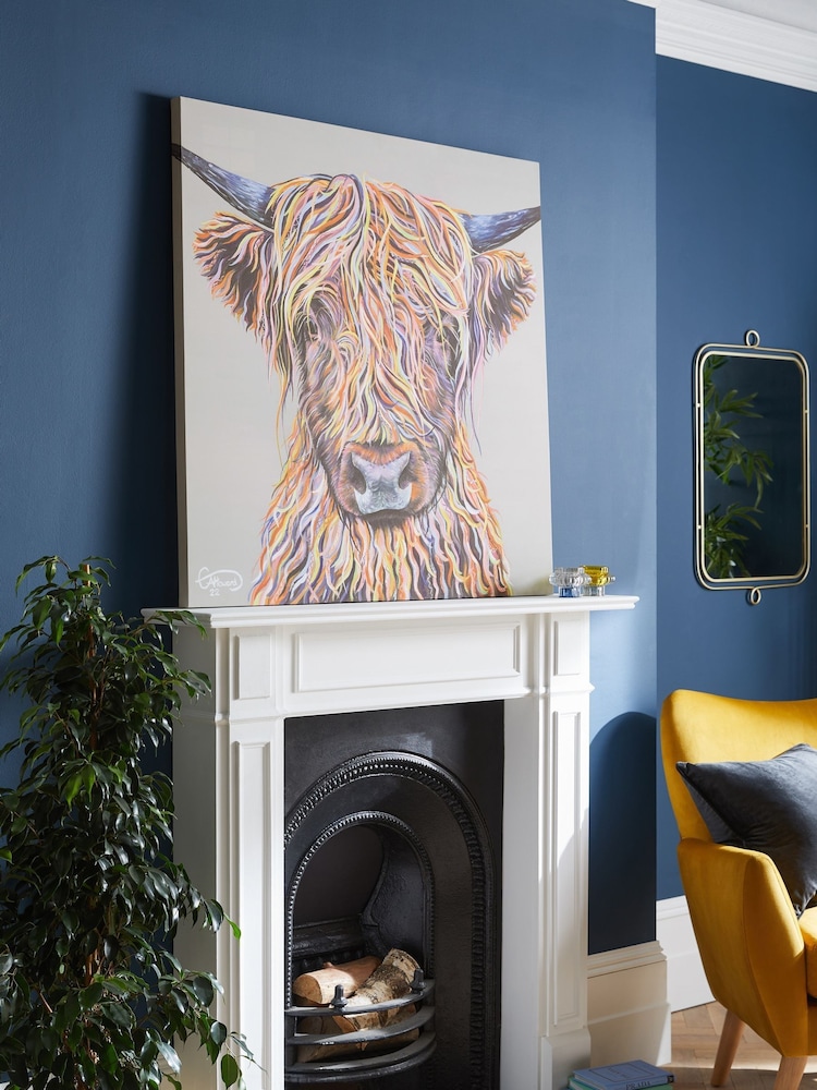 Natural Large Cow Canvas Wall Art - Image 2 of 5