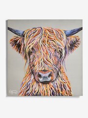 Natural Large Cow Canvas Wall Art - Image 4 of 5