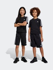 Schwarz - adidas Sportswear Essentials Strickshorts mit 3 Streifen - Bild 4 von 9