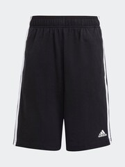 Schwarz - adidas Sportswear Essentials Strickshorts mit 3 Streifen - Bild 6 von 9