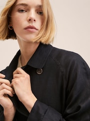 Mango Black 100% Linen Trench Coat - Image 1 of 7
