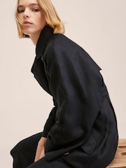 Mango Black 100% Linen Trench Coat - Image 2 of 7