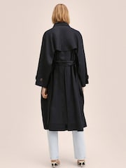 Mango Black 100% Linen Trench Coat - Image 5 of 7