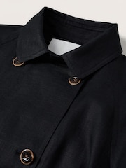 Mango Black 100% Linen Trench Coat - Image 6 of 7