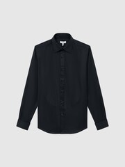 Reiss Black Rudd Pleated Bib Slim Fit Double Cuff Dinner Shirt - Image 2 of 7