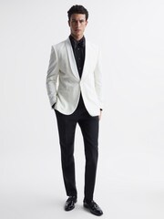 Reiss Black Rudd Pleated Bib Slim Fit Double Cuff Dinner Shirt - Image 3 of 7