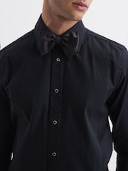 Reiss Black Rudd Pleated Bib Slim Fit Double Cuff Dinner Shirt - Image 4 of 7
