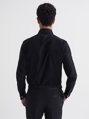 Reiss Black Rudd Pleated Bib Slim Fit Double Cuff Dinner Shirt - Image 5 of 7