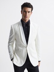 Reiss Black Rudd Pleated Bib Slim Fit Double Cuff Dinner Shirt - Image 7 of 7
