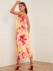 Chi Chi London Orange Abstract Print Midi Slip Dress - Image 2 of 3