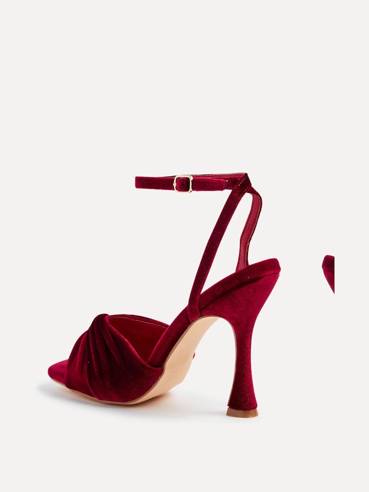 Linzi Burgundy Red Emery Velvet Stiletto Heeled Sandals - Image 5 of 5