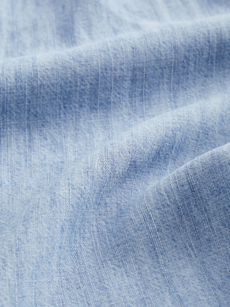 Blue TENCEL™/Linen Blend Belted Taper Trousers - Image 7 of 7