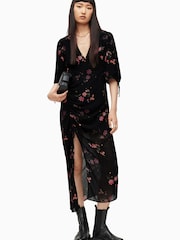 AllSaints Black Safiya Solanio Dress - Image 1 of 6
