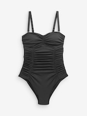 Black Tummy Control Ruched Bandeau Swimsuit - Image 3 of 5