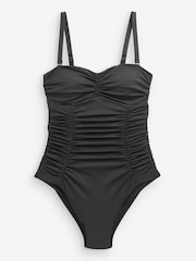 Black Tummy Control Ruched Bandeau Swimsuit - Image 5 of 5