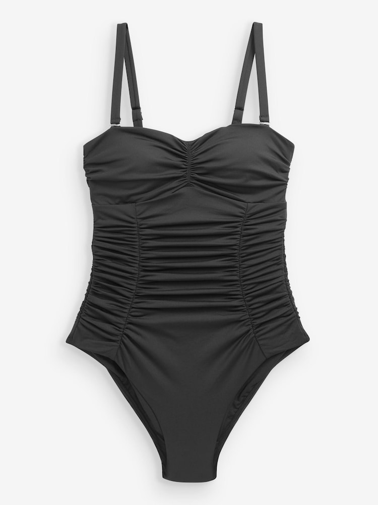 Black Tummy Control Ruched Bandeau Swimsuit - Image 5 of 5