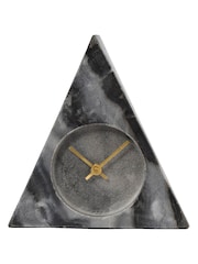 Libra Interiors Grey Marble Triangular Mantel Clock - Image 2 of 4
