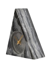 Libra Interiors Grey Marble Triangular Mantel Clock - Image 3 of 4