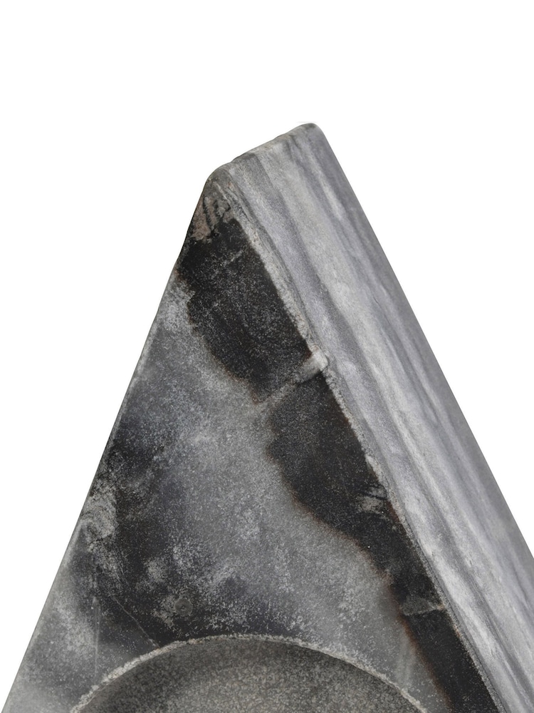 Libra Interiors Grey Marble Triangular Mantel Clock - Image 4 of 4