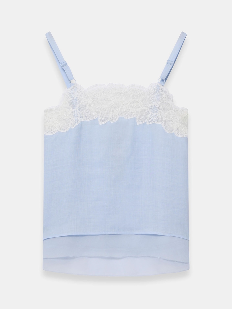 Mint Velvet Blue Pale Ramie Lace Camisole Top - Image 8 of 8 Mint Velvet Blue Pale Ramie Lace Camisole Top - Image 8 of 8