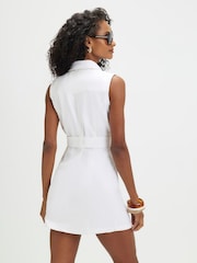 River Island White Sleeveless Belted Mini Dress - Image 2 of 4