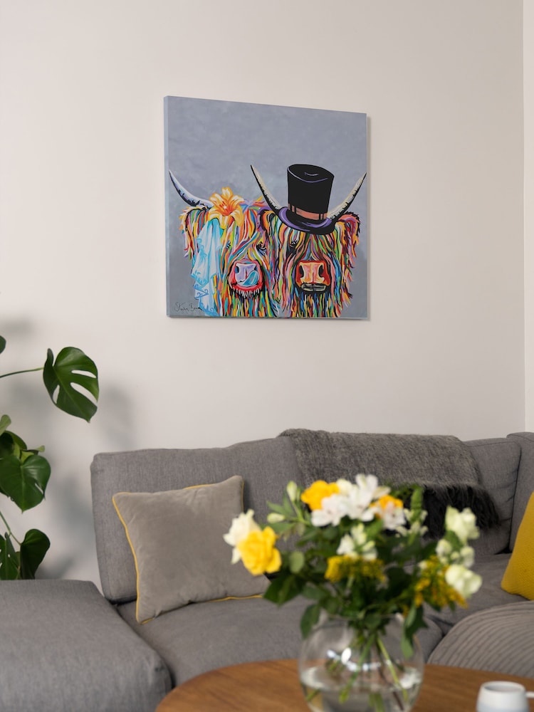 Steven Brown Art Grey McHappily Ever After Large Canvas Print - Image 2 of 4