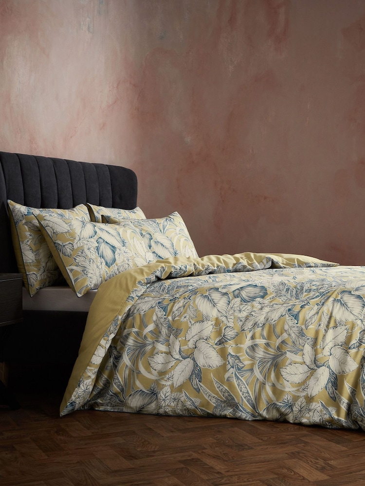EW by Edinburgh Weavers Gilt Tivoli Tropical Havana Luxury 100% Cotton Cord Piped Duvet Cover and Pillowcase Set - Image 1 of 4