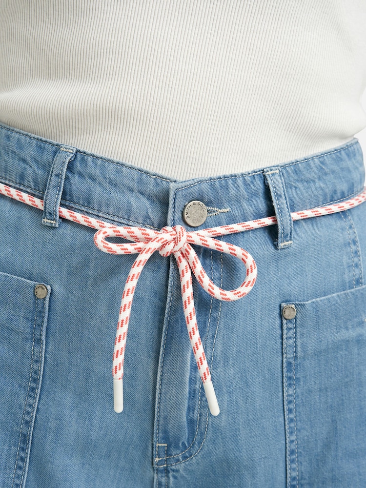 Smith & Soul Blue Linen Blended Denim Jeans with Patch Pockets - Image 7 of 7