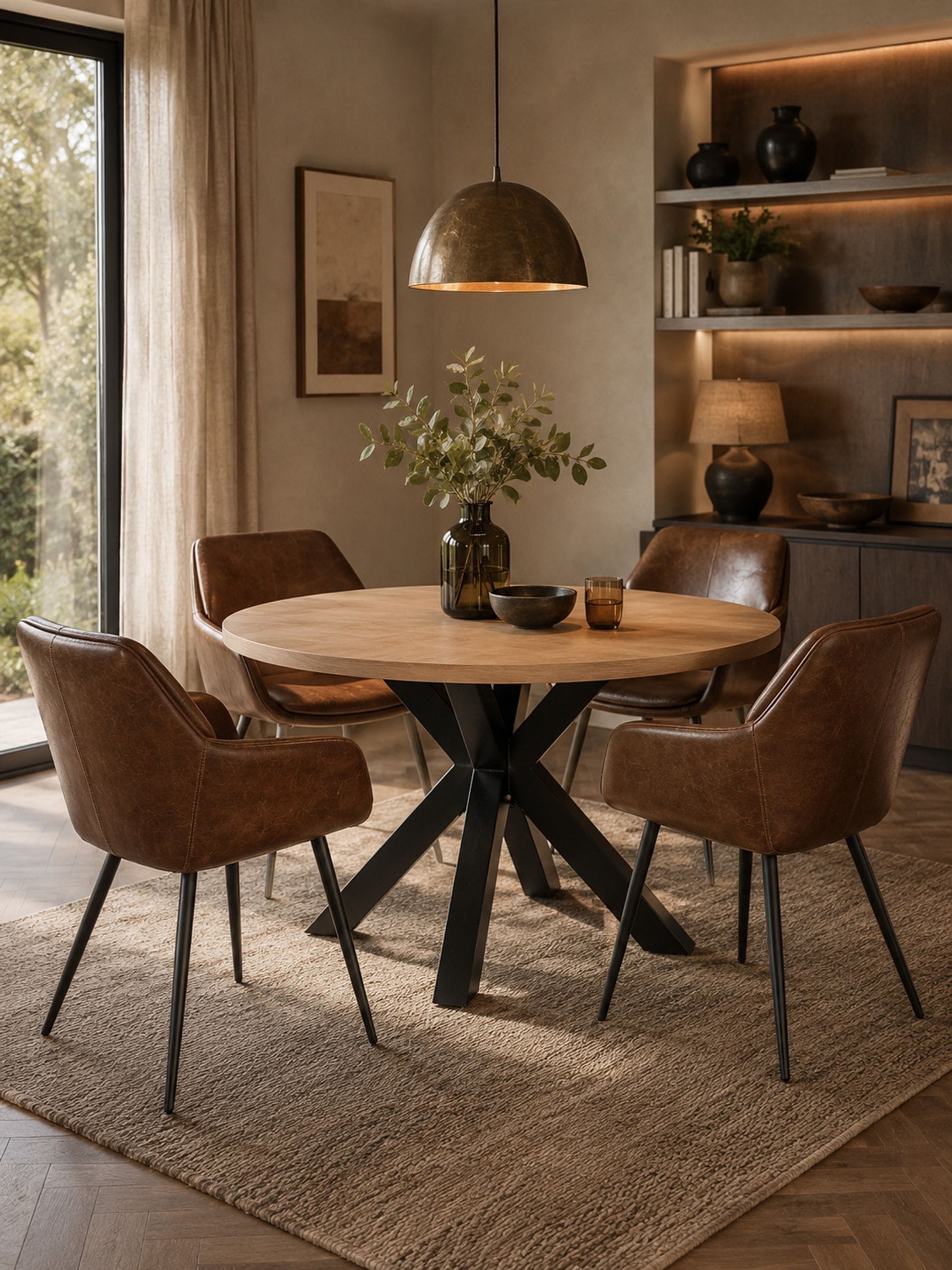Julian Bowen Berwick Round Table - Oak & Black - Image 7