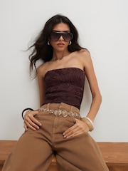 River Island Brown Cornelli Bandeau Top - Image 1 of 4