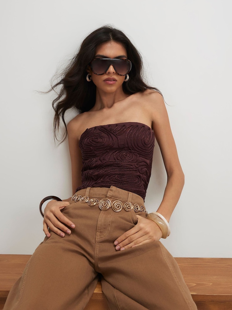 River Island Brown Cornelli Bandeau Top - Image 1 of 4