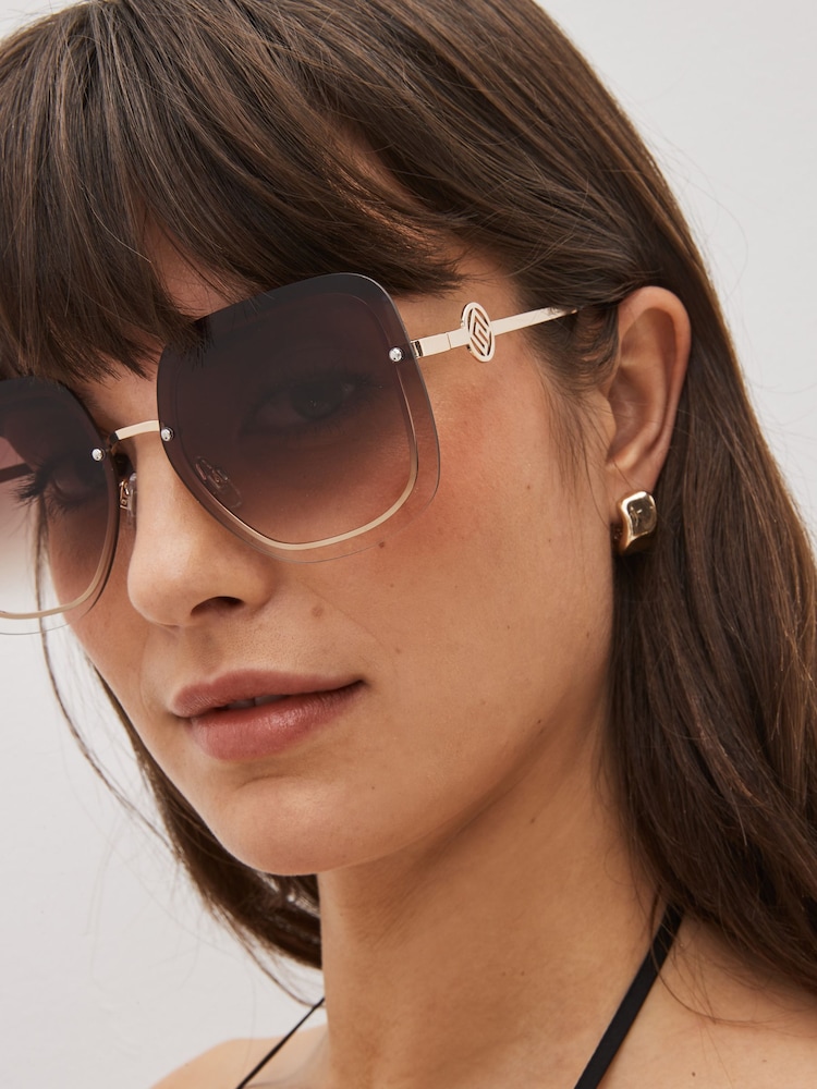 Brown Rimless Square Monogram Sunglasses - Image 2 of 5