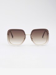 Brown Rimless Square Monogram Sunglasses - Image 4 of 5